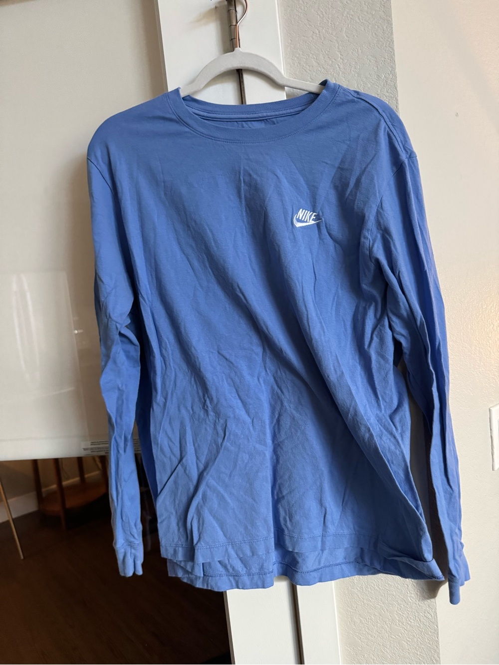 Nike Men’s Long Sleeve Tee in Periwinkle Blue with White Logo